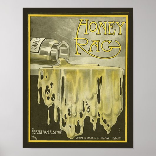 1909 Vintage Notenkopie HONEY RAG Poster (Vorne)