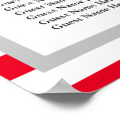 190 Rot/Weiß Streifen Hochzeitstabelle Poster (Ecke)