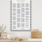 190 Schwarz/Weiß Streifen Hochzeitstabelle Poster (Küche)