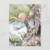 1910 "BURST OF SPRING" BABY 'N BUNNY PLAYDATE POSTKARTE (Vorderseite)