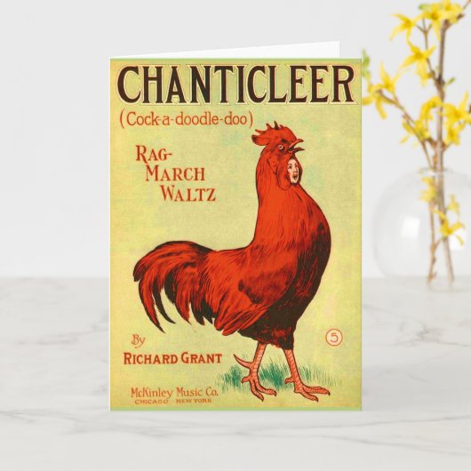 1910 Chanticler-Hahn-Notendruck Karte (Gelbe Blume)