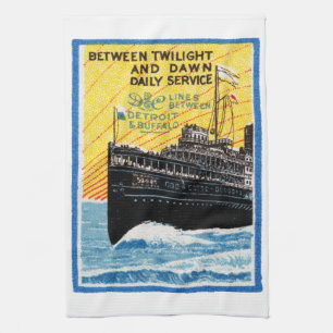 1910 Dampfschiff von Detroit nach Buffalo Geschirrtuch