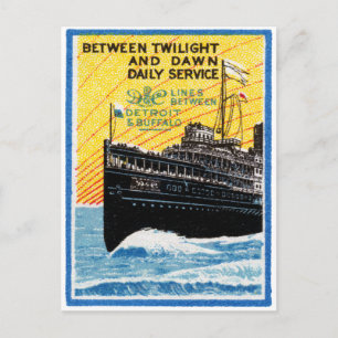 1910 Dampfschiff von Detroit nach Buffalo Postkarte