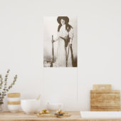 1910 Foto Portrait eines Cowgirl Holding a Rifle Poster (Küche)