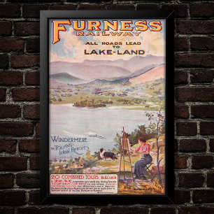 1910 Furness Railway English Lakes Travel Poster