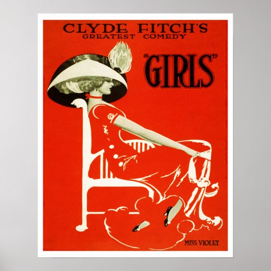 1910 "Girls" Theater Ad by Clyde Fitch Poster (Vorne)