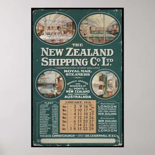 1910 New Zealand Shipping Company Poster (Vorne)