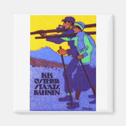 1910 Österreichisches Skiposter Magnet (Vorne)