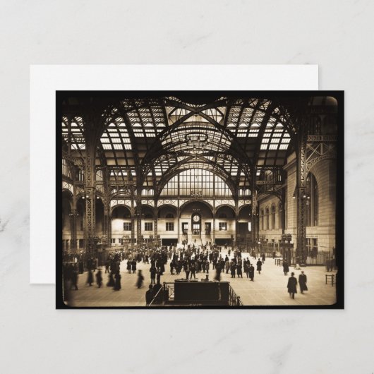 1910 Penn Station NYC Magic Lantern Slide Sepia Postkarte (Vorne/Hinten)