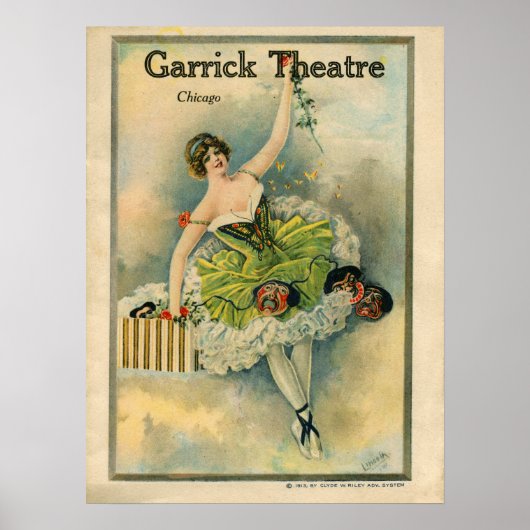 1910 Schönes Thespian Garrick Theater Chicago Poster (Vorne)