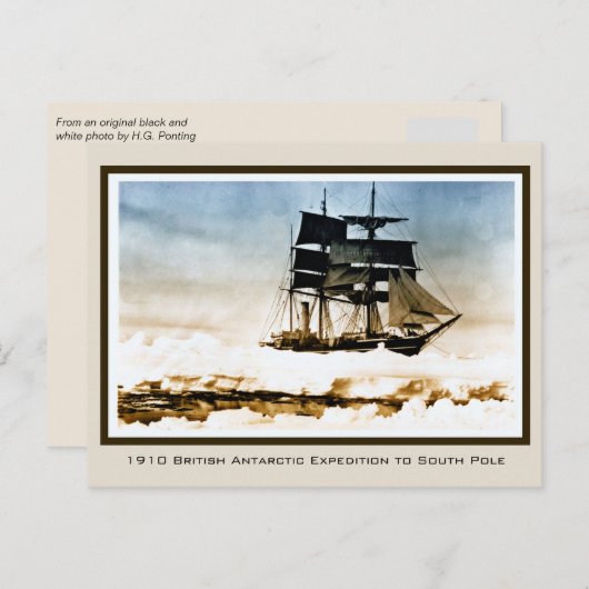 1910 Scott Expedition zum Terra Nova South Pole Postkarte (Vorne/Hinten)