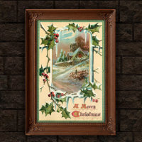 1910 Vintage Weihnachten Stechpalmen Poster Kunst