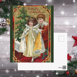 1910 Vintage Weihnachten Tuck Junge und Mädchen Postkarte