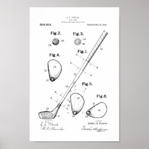 1910 Vintager Golfclub Patentschrift Art Printing Poster