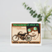 1910 Wanderer Motorrad-Poster Postkarte (Stehend Vorderseite)