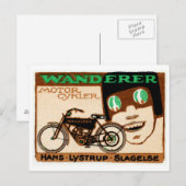 1910 Wanderer Motorrad-Poster Postkarte (Vorne/Hinten)