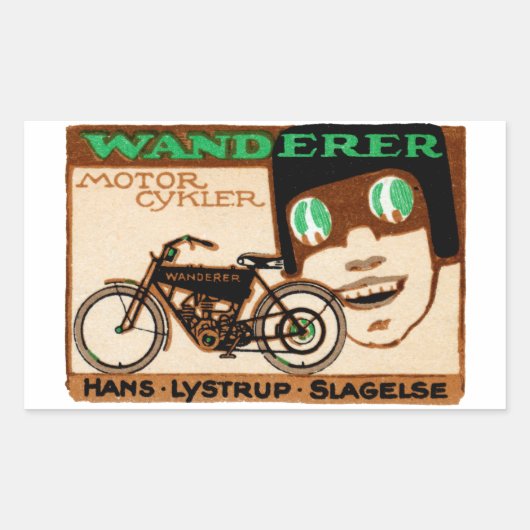 1910 Wanderer Motorrad-Poster Rechteckiger Aufkleber (Vorderseite)