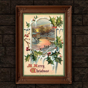 1910 Weihnachten Weihnachten Holly Poster Art