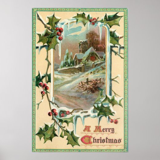 1910 Weihnachten Weihnachten Holly Poster Art (Vorne)