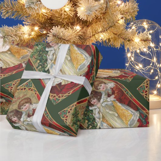 1910 Weihnachtsgebäck Junge und Mädchen Geschenkpapier (Feiertage)