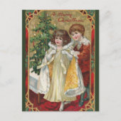 1910 Weihnachtsgebäck Junge und Mädchen Postkarte (Vorderseite)