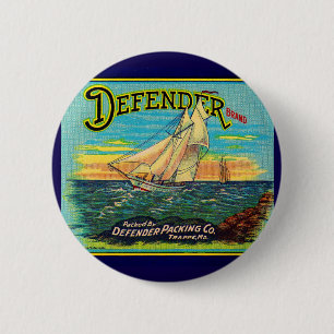 1910er Defender Marke Packing Segelbootlabel Button