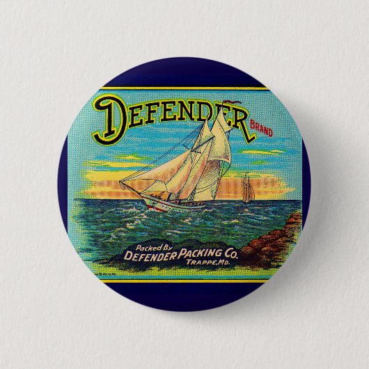 1910er Defender Marke Packing Segelbootlabel Button (Vorderseite)