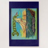 1910er Defender Marke Packing Segelbootlabel Puzzle (Vertikal)