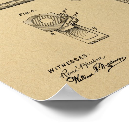 1911 Automatisches Schusswaffenpatent Zeichnend Pr Poster (Ecke)