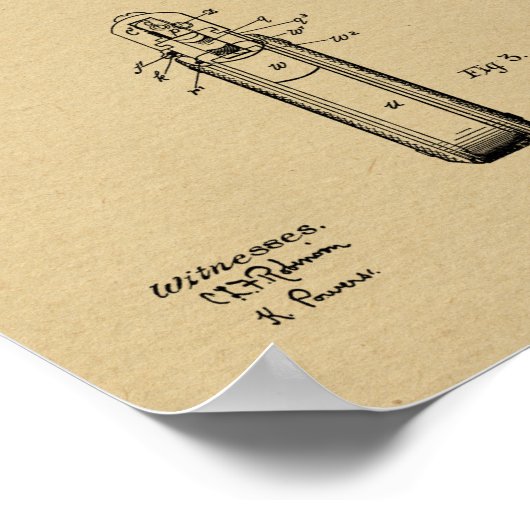 1911 Colt Browning Gun Patent Art Zeichnend Print Poster (Ecke)