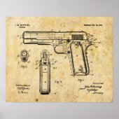 1911 Colt Browning Gun Patent Art Zeichnend Print Poster (Vorne)