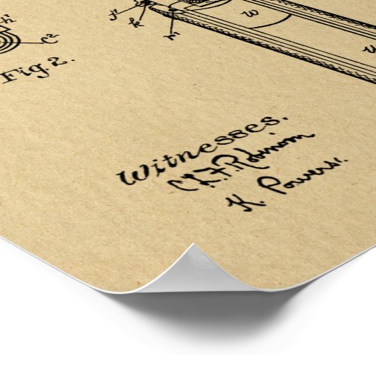 1911 Colt Browning Gun Patent Art Zeichnend Print Poster (Ecke)