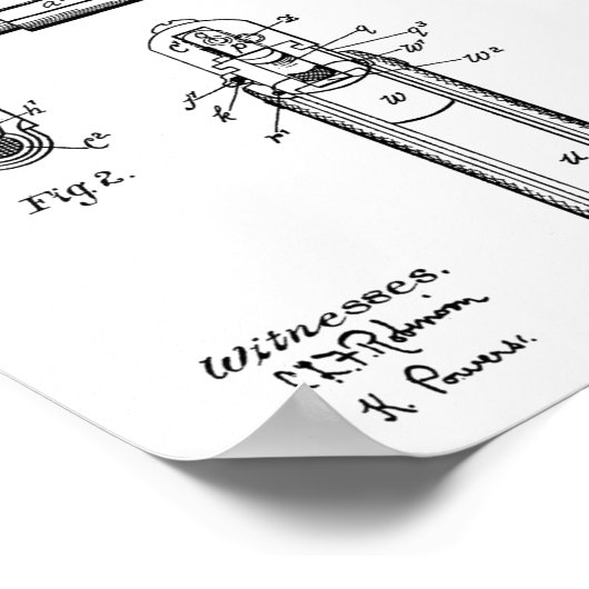 1911 Colt Browning Gun Patent Art Zeichnend Print Poster (Ecke)