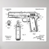 1911 Colt Browning Gun Patent Art Zeichnend Print Poster (Vorne)