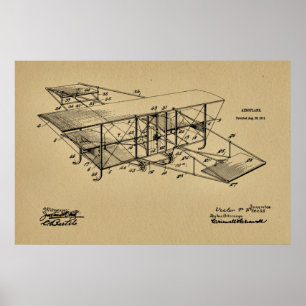 1911 Flugzeug Patent Kunst Zeichnung Druck Poster