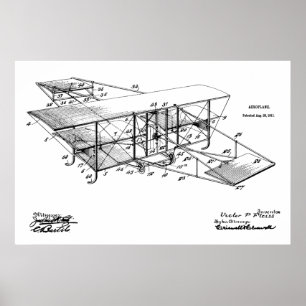 1911 Flugzeug Patent Kunst Zeichnung Druck Poster