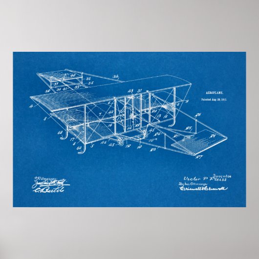 1911 Flugzeugpatentkunst Zeichnend Druck Poster (Vorne)