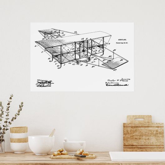 1911 Flugzeugpatentkunst Zeichnend Druck Poster (Küche)
