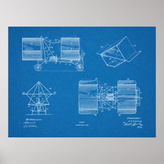 1911 Flugzeugpatentkunst Zeichnend Print Poster (Vorne)