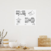 1911 Patent für Flugmaschine Zeichnend Druck Poster (Küche)