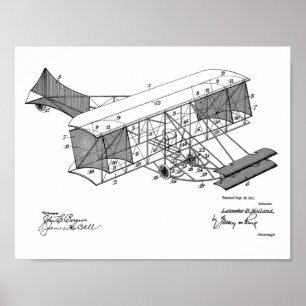 1911 Vintage Flugzeug Patent Kunst Zeichnung Druck Poster