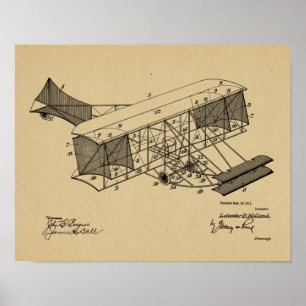 1911 Vintage Flugzeug Patent Kunst Zeichnung Druck Poster
