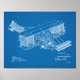 1911 Vintage Flugzeug Patent Kunst Zeichnung Druck Poster