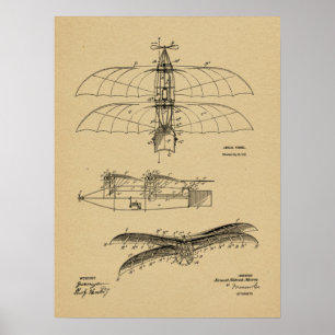 1911 Vintage Flugzeugpatentkunst Zeichnend Druck Poster