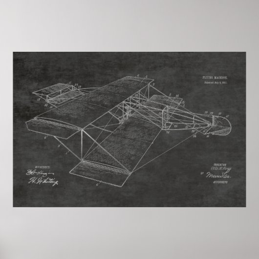 1911 Vintage Flugzeugpatentkunst Zeichnend Druck Poster (Vorne)