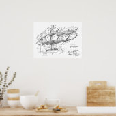 1912 Alte Luftfahrt Flugzeug Patentkunst Zeichnend Poster (Küche)