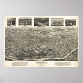 1912 Asheville, NC Birds Eye Panoramablick Karte Poster (Vorne)