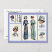 1912 Edwardian Fashion Collage Postcard Postkarte (Vorne/Hinten)