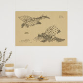 1912 Flugzeugpatentkunst Zeichnend Druck Poster (Küche)