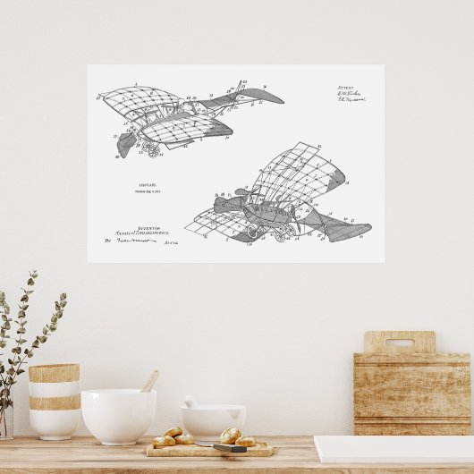 1912 Flugzeugpatentkunst Zeichnend Druck Poster (Küche)